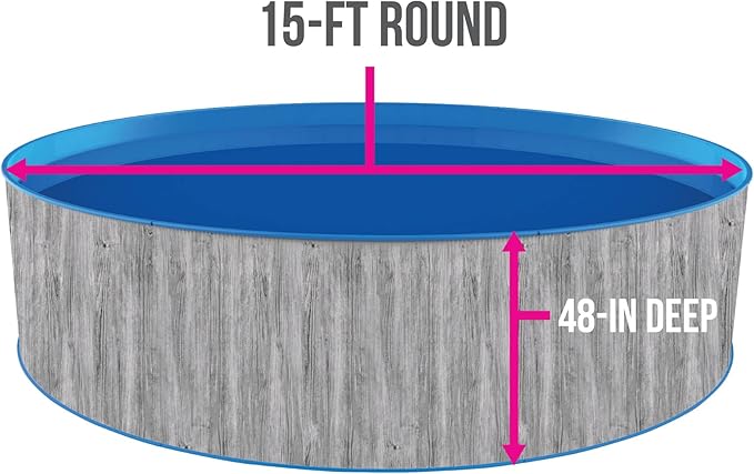 Blue Wave NB19789 Capri Steel Wall Package-15-ft Round 48-in Deep Above Ground Swimming Pool, Gray
