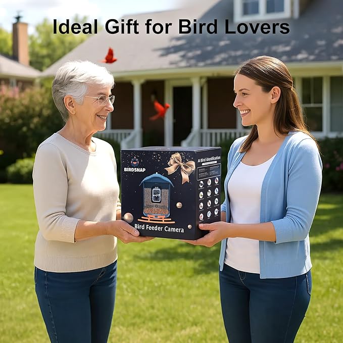 birdsnap® PAV-Bird Feeder with Camera,2K HD with 64GB Card, AI Identify Smart Bird House Cam Solar Panel,Live Stream,Motion Detection,Auto Record Video for Backyard Outdoors,Ideal Gift for Bird Lover