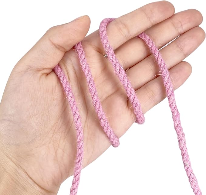 Leecogo 4.5mm Jute Rope 100 Feet Natural Craft Rope Twine String Perfect for Home Gardening Macrame Arts Crafts DIY Cat Scratching Post Replacement Repairing Recovering Cats Toy Making,Pink