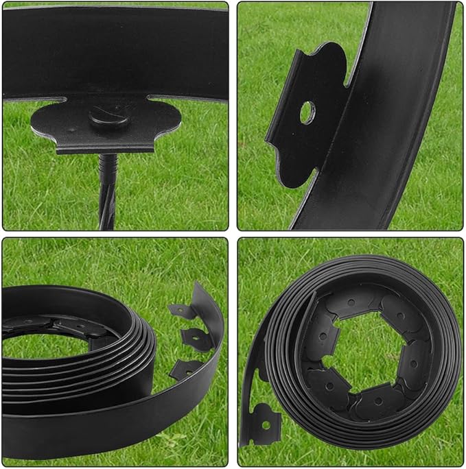 20 Ft Landscape Edging Kit, Black Garden Edging Border with 20 Edging Plastic Stakes, Landscaping Edging Roll for Flower Bed Lawn Driveway Yard
