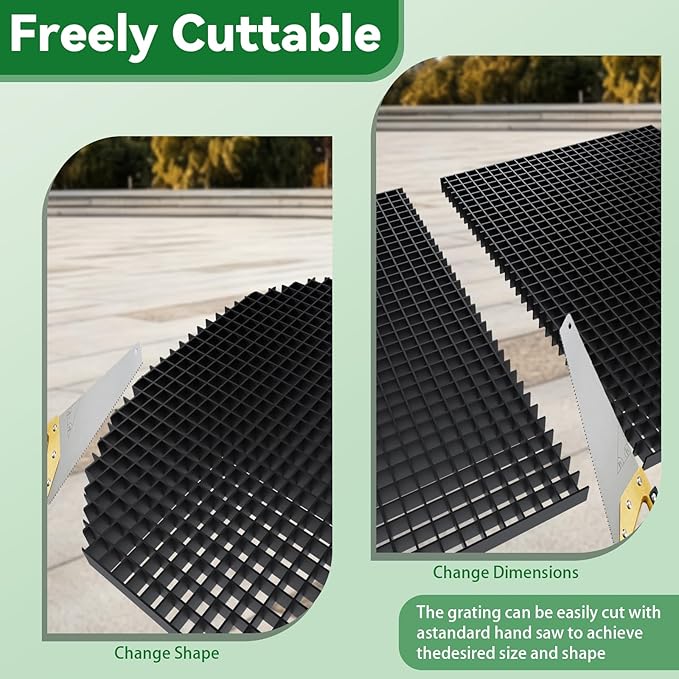24x48 in Fountain Basin Grate, Black Reservoir Grates, for Pond/Water Garden/Waterfall/Fountain, Holds Rock Bubbler and Other Decoration Objects