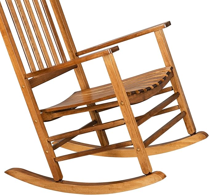 VINGLI Classic Wooden Rocking Chair with Handcrafted Comfort, Eco-Friendly and Durable Rocking Chair, Elegant and Stable Rocker for Indoor and Outdoor Use, Natural