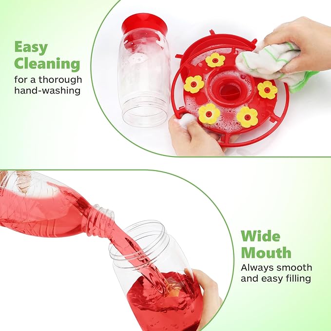 Hummingbird Feeder, 2Pack Hummingbird Feeders for Outdoors Hanging ant and Bee Proof, Humming Birds Feeders for Outside, Plastic Hummingbird Feeder, Humming Bird Feeder 23 OZ