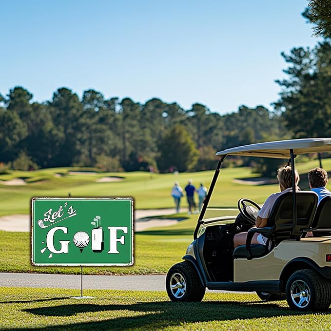 Let's Golf Funny Golf Ball Metal Tin Sign Wall Decor for Golf Country Club Cave Bar 8x12 Inch