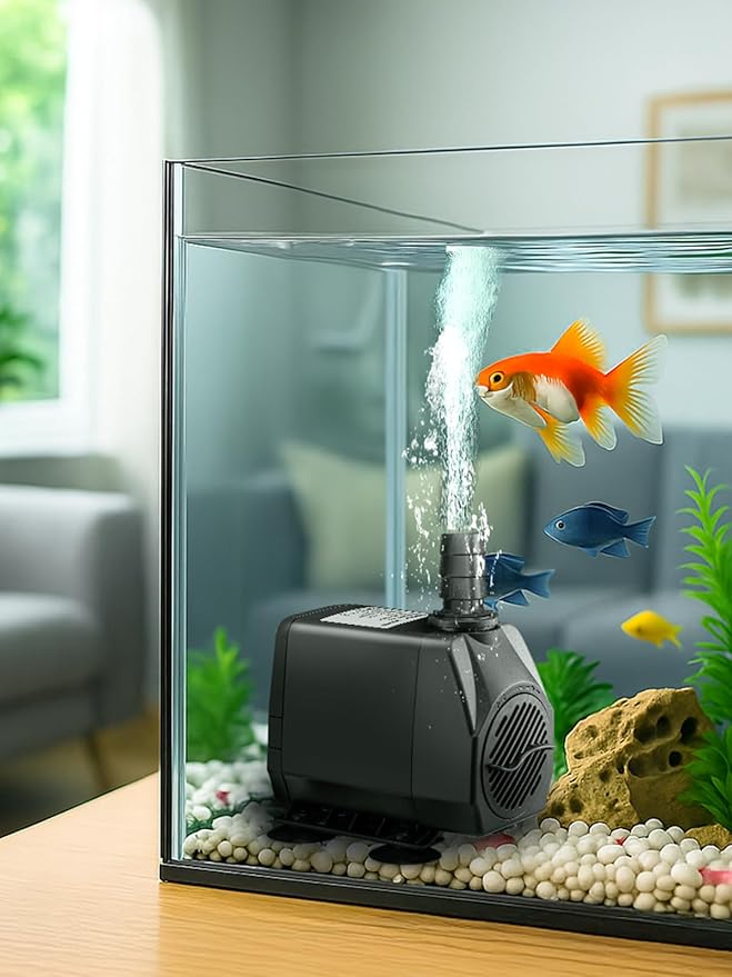 GROWNEER 950GPH Submersible Pump 50W Ultra Quiet Fountain Water Pump 3600L/H, with 9.8ft High Lift, 4 Nozzles for Aquarium, Fish Tank, Pond, Hydroponics, Statuary, Garden, Black (950GPH)