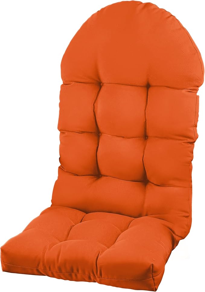 Adirondack Chair Cushion, Rocking Chair Cushion 44x19.4x4 inch, High Back Patio Cushions of Upper and Lower with Ties, Sunscreen and Fade-Resistant (Vermillion Orange, 1)