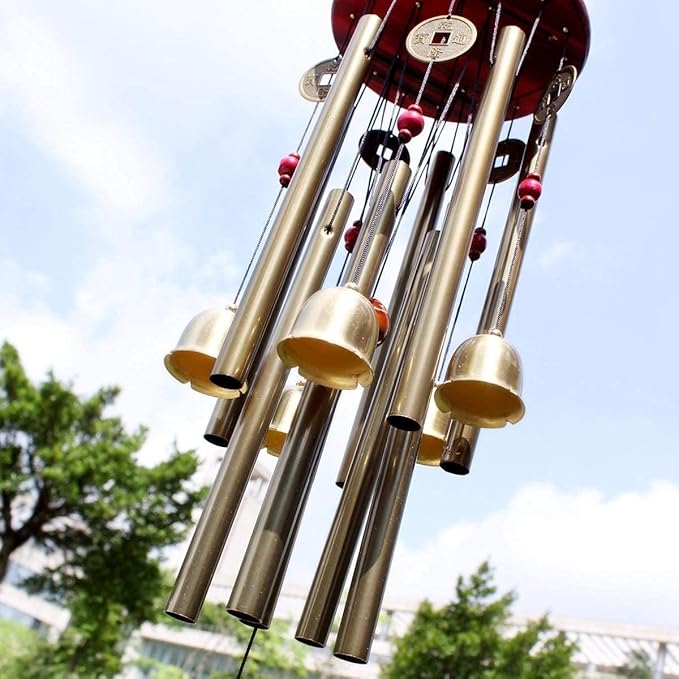 Bwinka Chinese Traditional Retro10 Tubes 5 Bells Bronze Yard Garden Outdoor Living Wind Chimes 85cm (MT-626)…