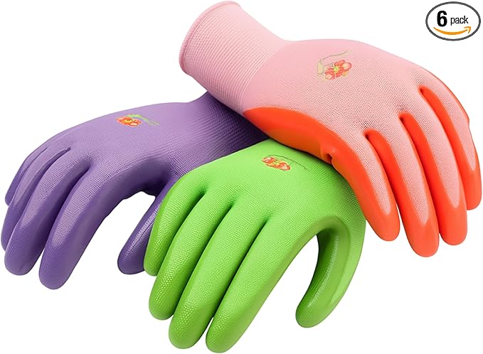 6 Pairs Women Gardening Gloves with Micro-Foam Coating - Garden Gloves Texture Grip - Working Gloves For Weeding, Digging, Raking and Pruning, Medium, Assorted color