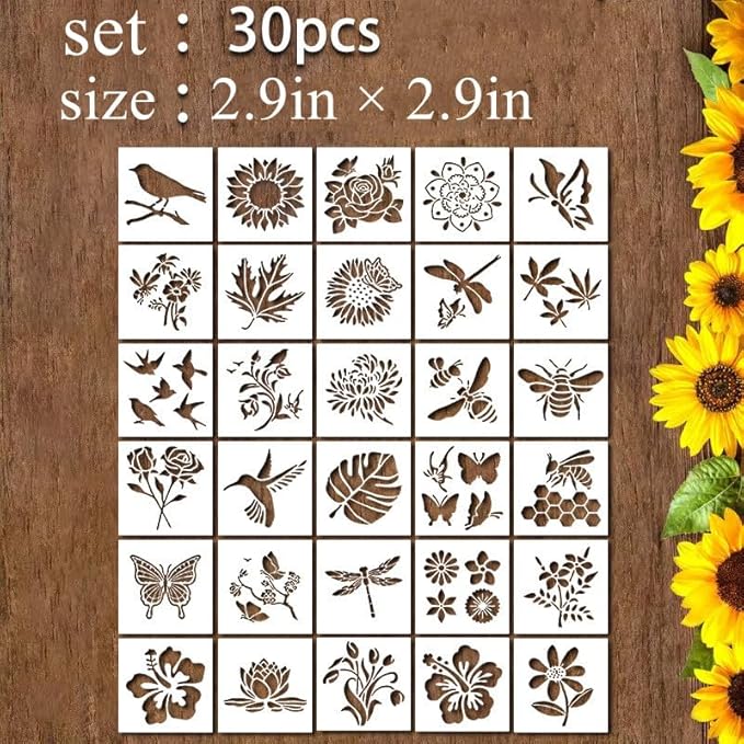Garden Fence Large Flower Stencils - Reusable Floral Stencil DIY Decoration for Painting on Wood Walls Pattern, Jumbo Sunflower Yard Spray Paint Big Crafts Floor Stencils (CP-15)
