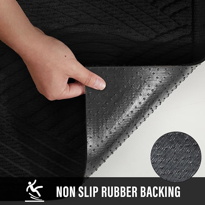 Sturdy Front Door Mat, Absorbent Muddy Dirt Resist Welcome Door Mats Outdoor Indoor, Stain and Fade Resistant, Non-Slip Backing Entry Mat Low Profile Doormat for Entryway, 47×32, Black