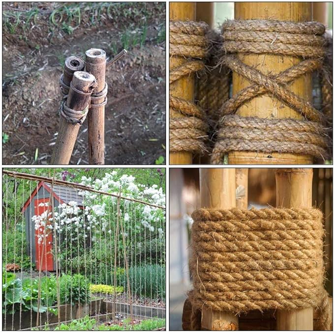 Leecogo 1/4 inch(6mm) Jute Rope, 164 Feet Heavy Duty and Thick Twine Rope for Cat Scratcher Post Tree,Gardening, Crafting, Packing, Bundling and Home Decor