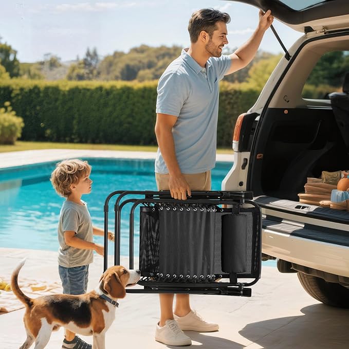 Magshion Zero Gravity Lounge Chair, Adjustable Folding Recliner with Cup Holder Side Tray & Removable Headrest Pillow, Portable Outdoor Patio Lounger for Camping, Beach, Lawn, Backyard, Black