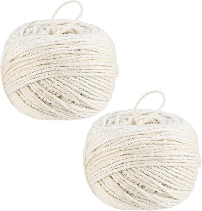 2-Pack Natural Jute Twine String, 3mm x 328ft/100m Long Garden Twine Balls for Crafts/Gift Wrapping/Gardening Plants, Durable Plant Ties Thick Rope [White]