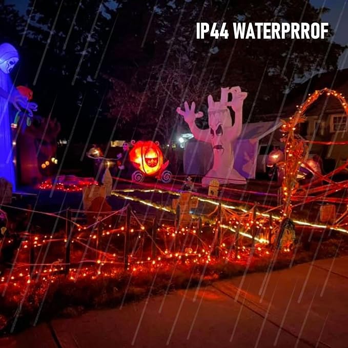TW SHINE Orange Halloween Lights, 2 Pack 20FT 100 Count Incandescent Mini String Lights, Waterproof Halloween Decorations for Outdoor Indoor Patio Home Party Garden Yard Decor