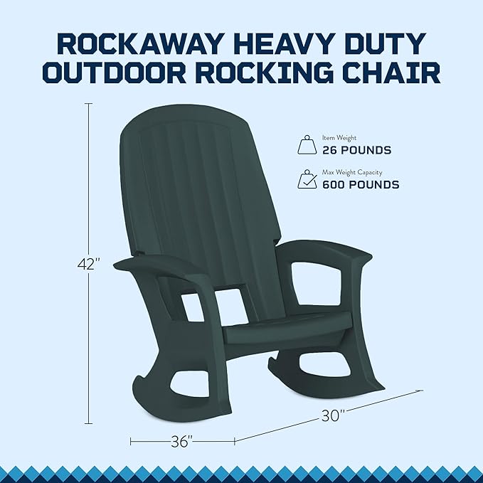 Semco Rockaway Heavy Duty All-Weather Outdoor Rocking Chair Plastics - Green