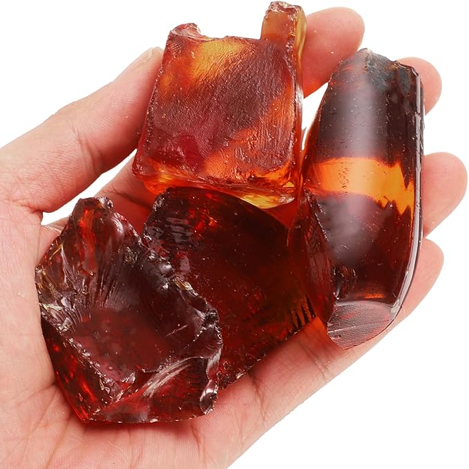 uxcell Fire Glass for Fire Pit, 5-8cm(2"-3.1") High Luster Reflective Glass Rocks for Natural or Propane Fireplace, Safe for Outdoors and Indoors Fire Pit Glass, Brown, 400g/14oz