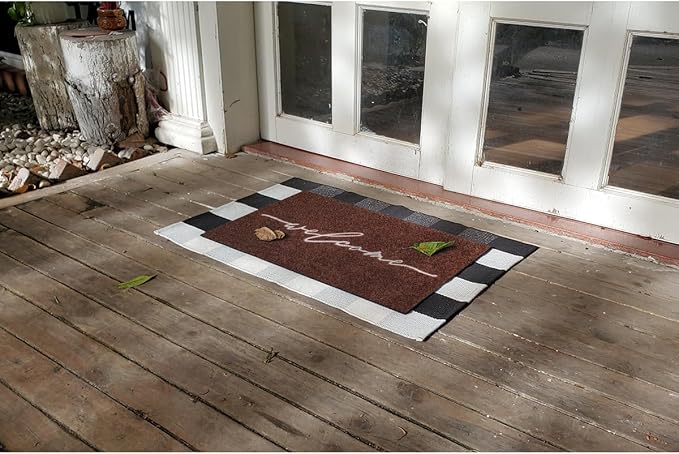 AAZZKANG Door Mat Outdoor Welcome Mat with Non Slip Rubber Backing Quickly Absorb Mud Easy to Clean Entry Doormat for Indoor High Traffic Areas Front Door