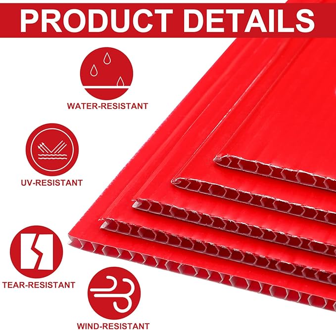 12 Pcs 17 x 6 Inch Arrow Yard Sign Red Corrugated Plastic This Way Decor Double Sided Directional Stake with 12 Inch Sturdy Metal Stakes for Outdoor Lawn Garden Ground Decorations