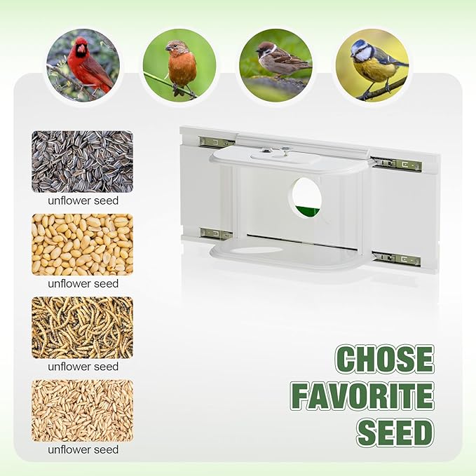 Window Bird Feeder Inside House Bird Feeder Window 180°for Viewing (418 with Tray)