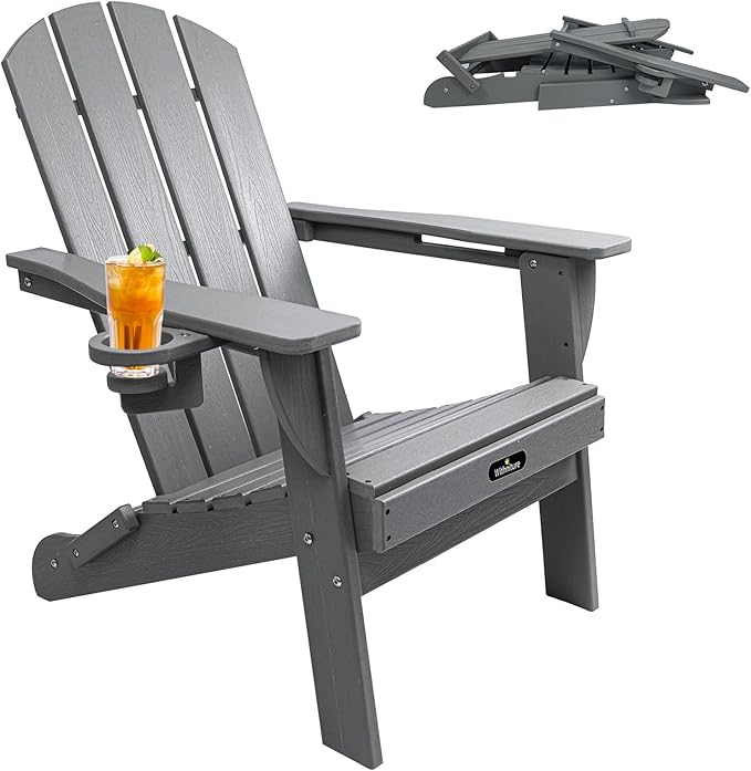 Folding Adirondack Chairs, Modern Plastic Adirondack Chair, All-Weather HDPE Fire Pit Chairs