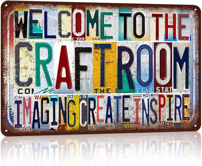 Vintage Craft Room Wall Decor Welcome to The Craft Room Metal Sign Tin Signs Women Cave Poster - imaging create inspire