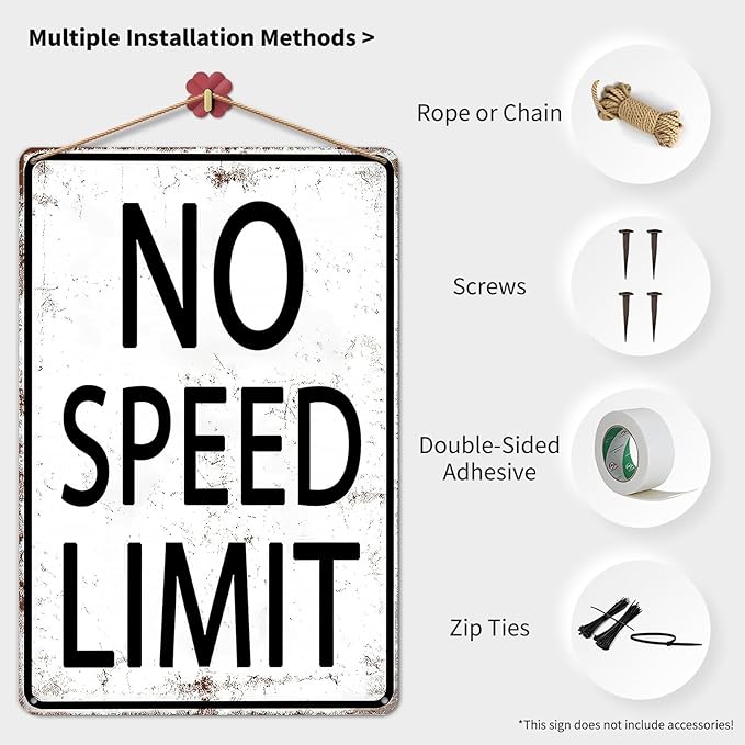 Boys Room Decor Mental Signs No Speed Limit for Man Cave Sign Vintage Beer Limit 24 Tin Sign for Home Bar Man Cave Garage Bedroom Decor,Aluminum Funny Signs,8x12inchx2pcs