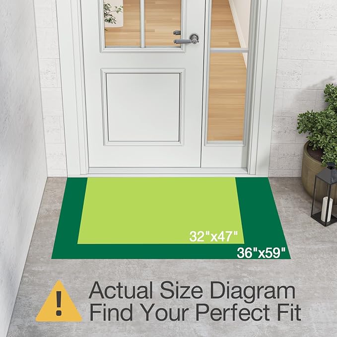 LUMI Outside Welcome Door Mat 36x59, Non Slip Durable Rubber Entrance Doormat, Low Profile Easy Clean Mats for Front Back Door Entryway Porch Garage, Hello Multi