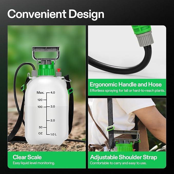 VIVOSUN 1 Gal/4L Pump Sprayer, Garden Water Sprayer for Plants, Weeds & Lawn Care, with 3 Nozzles, 50'' Long Hose & Pressure Relief Valve (Pack of 2)