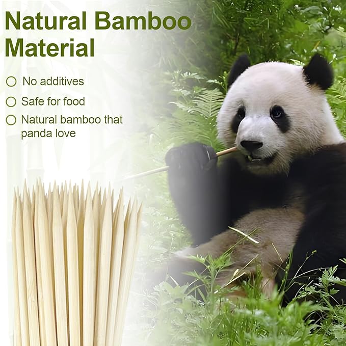 Barbecue Skewers (50 Pack), 12 Inch Natural Bamboo Skewers, 5 mm Wooden Skewers for Carmel BBQ Cotton Candy Wood Semi Pointed Lollipop Sticks Barbecue Corn Dog Cake Pops
