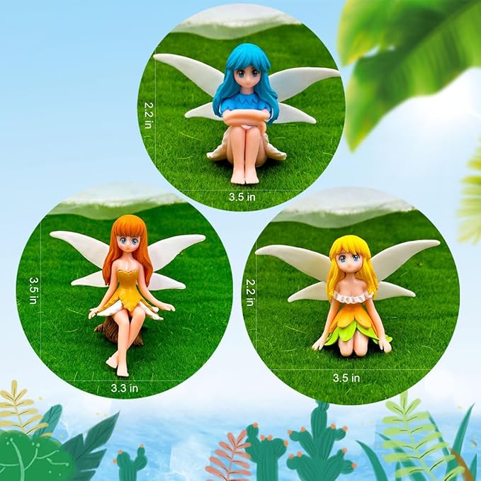 Suartus Miniature Fairy Figurines - 4Pcs Small Flower Fairies Ornaments Resin Mini Fairy Figurines Tiny Elf for DIY Fairy Garden Flower Pot Bonsai Micro Landscapes Craft Decoration Accessories