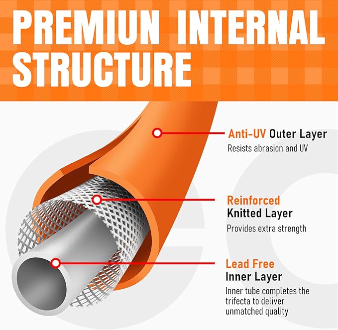 Garden Hose 35 ft x 5/8", NON-EXPANDING Flexible Water Hose, Kink Resistant Lightweight Hybrid Hose, Leakproof Yard Hose with Male to Female Fittings