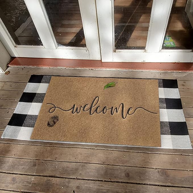 AAZZKANG Outdoor Mats for Front Door Large 36"x24",Indoor Welcome Mat with Non Slip Rubber Backing,Easy to Clean Entrance Doormat for Home Office Patio Brown