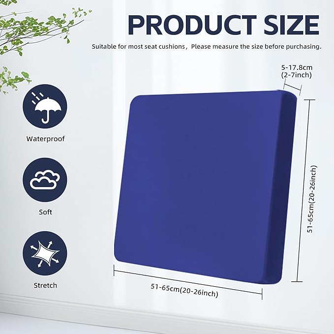 8Pcs Outdoor Cushion Covers, Patio Cushion Covers,Stretch Elastic Slipcovers, Replacement Washable & Reusable Furniture Protector for Patio Couch (Lake Blue,Cover Only)