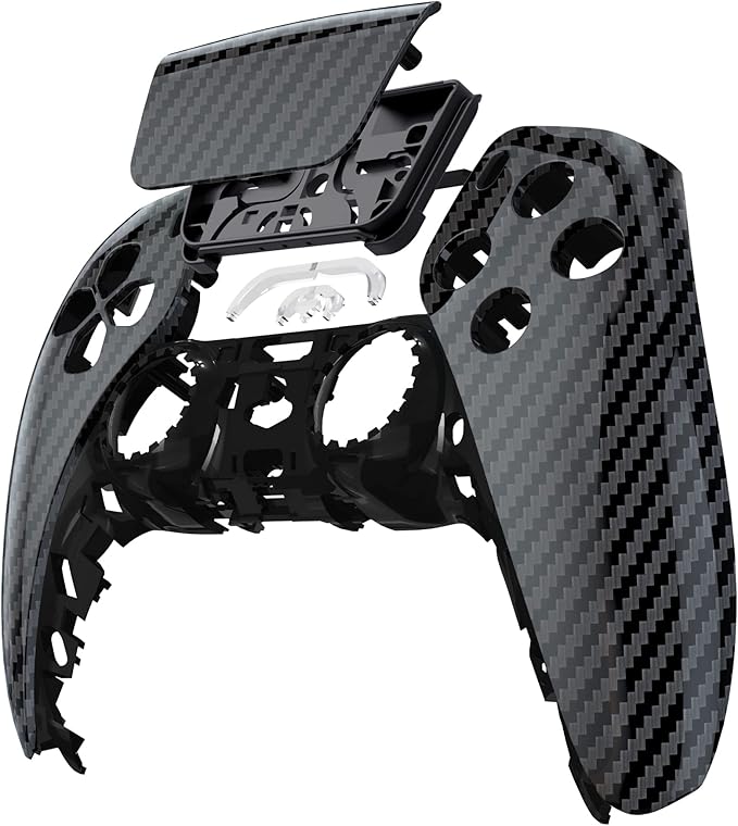 eXtremeRate Graphite Carbon Fiber Pattern Touchpad Front Top Shell Compatible with ps5 Controller BDM-010 020 030 040 050, DIY Replacement Shell & Touch Pad Cover Compatible with ps5 Controller