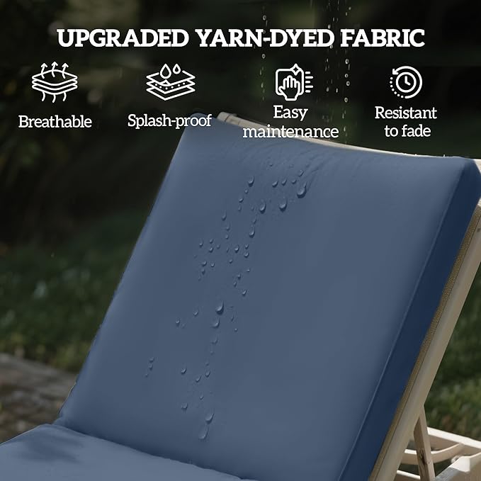 Outsunny Chaise Lounge Cushions Outdoor Set of 2, Fade Resistant, 72 x 21 x 3 in Sun Lounger Replacement Cushions, Patio Lounge Chair Pads with Removable Cover for Pool, Beach, Deck, Lawn, Blue