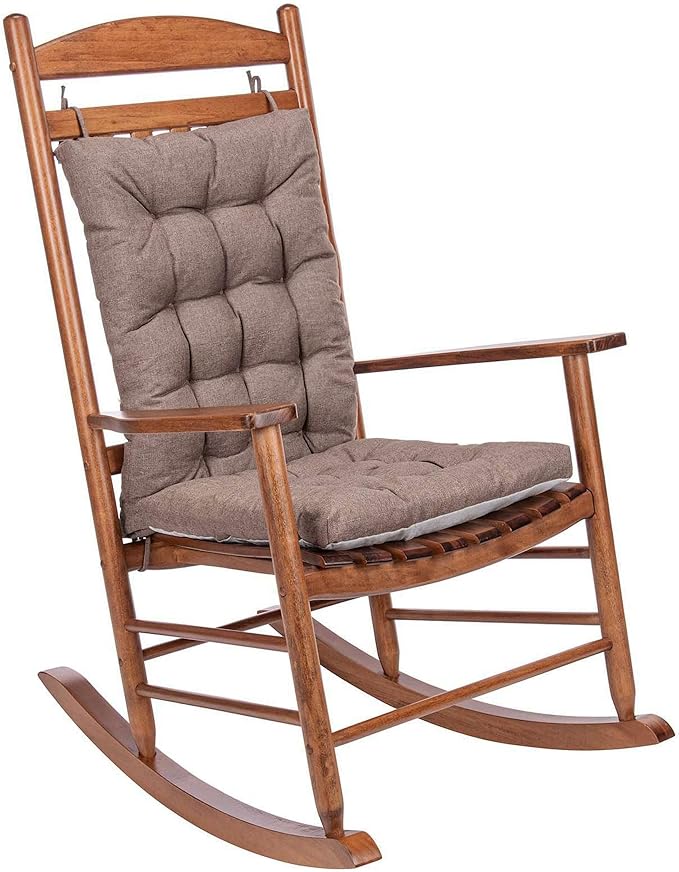 Rocking Chair Cushions Comfortable Tufted Seat Cushion Pads Non-skid Backed Set of Backrest Cushion and Seat Bottom for Porch Rocker Adirondack Chair (Chocolate, Backrest-24X17,Bottom-17x17)