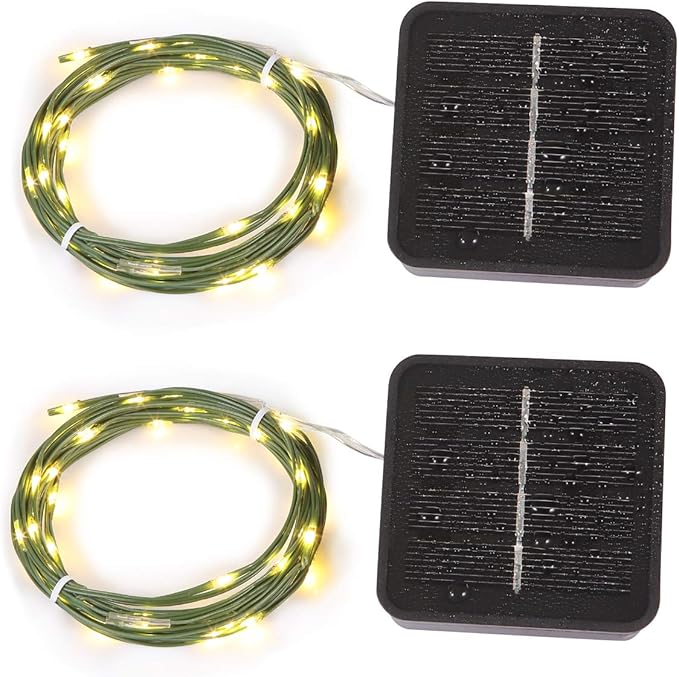 Magicnight Short Mini Garden Lights Solar Powered Waterproof Fairy Lights Outdoor Garden String, Green Wire, Warm White,5m 50LEDs,2 Pack