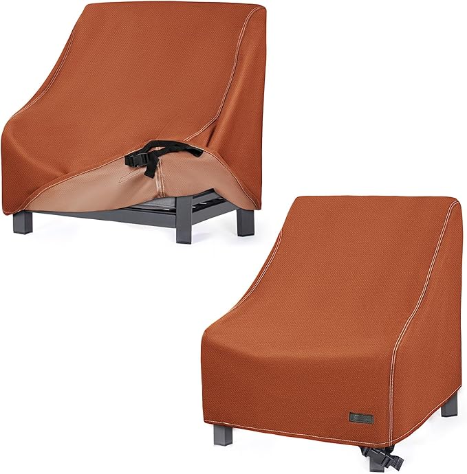 NettyPro Patio Chair Covers Waterproof for Outdoor Furniture 2 Pack, Lawn Lounge Deep Seat Dining Chair Covers Small, 28W x 30D x 28H inches, Brown