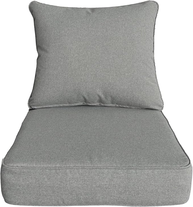 Goodgoods 22x24 inch Outdoor/Indoor Deep Seat Patio Cushion Set of 1 Resilient Foam Filling Water Repellent Stain-Resistant UV Resistant Weather Resistant Deep Seat Bottom Light Gray