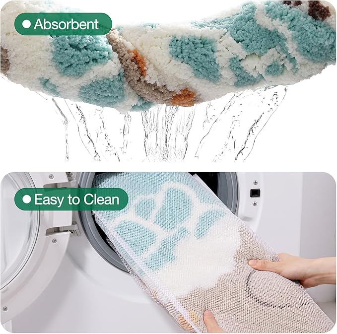 LUMI Extra Large Beach Bathroom Rugs, Non Slip Bath Mat Ultra Soft Washable Absorbent Quick Dry, Ocean Sea Theme Bath Rug with Starfish Shell for Shower Floor, Kitchen Decor, Kids Room, 30"x60"