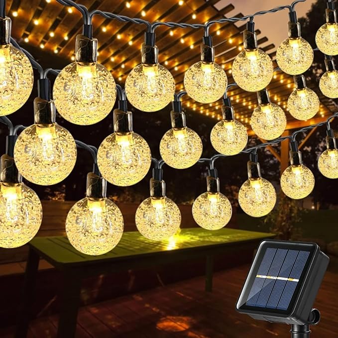 Toodour Solar String Lights Outdoor, 56ft 100 LED Globe String Lights with 8 Modes, Waterproof Solar Powered Patio Lights for Garden, Lawn, Gazebo, Porch, Yard, Wedding, Party Decor - Warm White