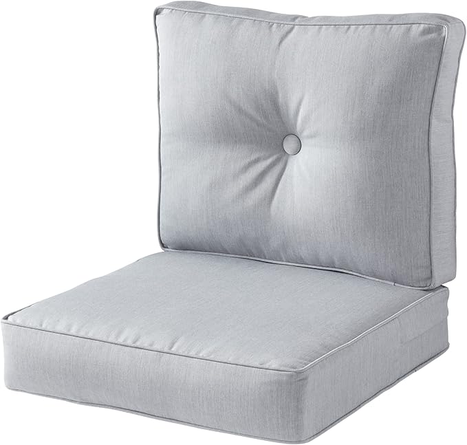 Greendale Home Fashions Outdoor 2-Piece Sunbrella Premium Deep Seat Cushion Set, Canvas Granite