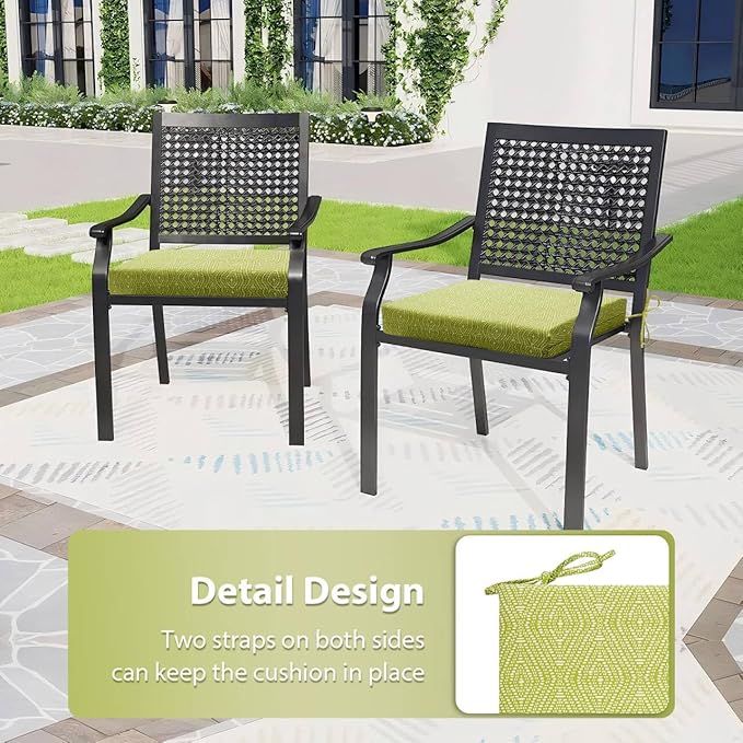 Outdoor Chair Cushions Set of 4, 18.5 x 16 Inch Patio Chair Cushion for Outdoor Furniture, Water Resistant Outdoor Patio Chair Cushions with Non-Slip Ties(Digby Macaw)