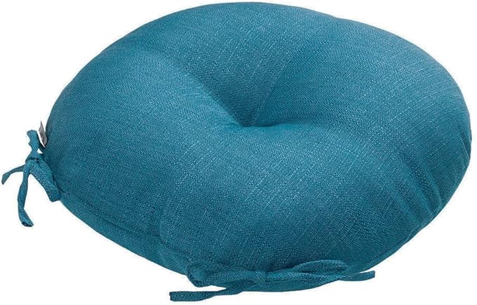 Bistro Chair Cushions 15 inch,Set of 2,Tufted Round Chair Cushions with Ties,15"x15"x4",Water Resistant Round Seat Cushion for Barstool Chairs,Patio Garden Kitchen Outdoor Furniture(Light Blue)