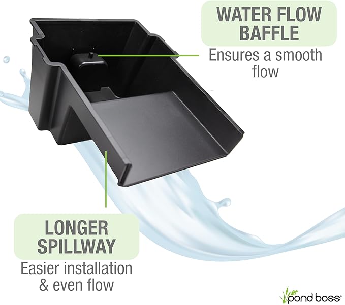 POND BOSS Waterfall Spillway, 8 inch Wide Weir, Waterfall Box, Smooth Flow, Durable Construction, Easy to Install, Great for Waterfalls, Pondless Water Features and Streams (Pack of 2)