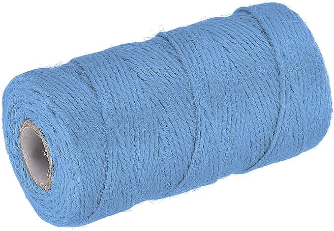 MECCANIXITY 328 Feet Garden Twine, 2mm Craft Jute Twine String Jute for Artwork, DIY Crafts, Gift Wrapping, Light Blue