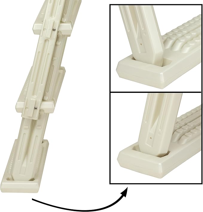 Aqua Select Pearl White Outside Flip-Up Safety Ladder | for Above Ground Swimming Pools 48" to 54" H | Weight Capacity Up to 250 lbs