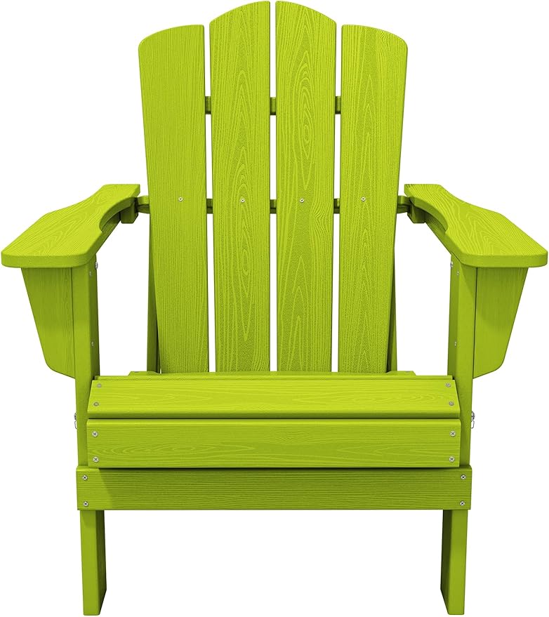 KINGYES Folding Adirondack Chair Set of 4, HDPE All-Weather Folding Adirondack Chair, Apple