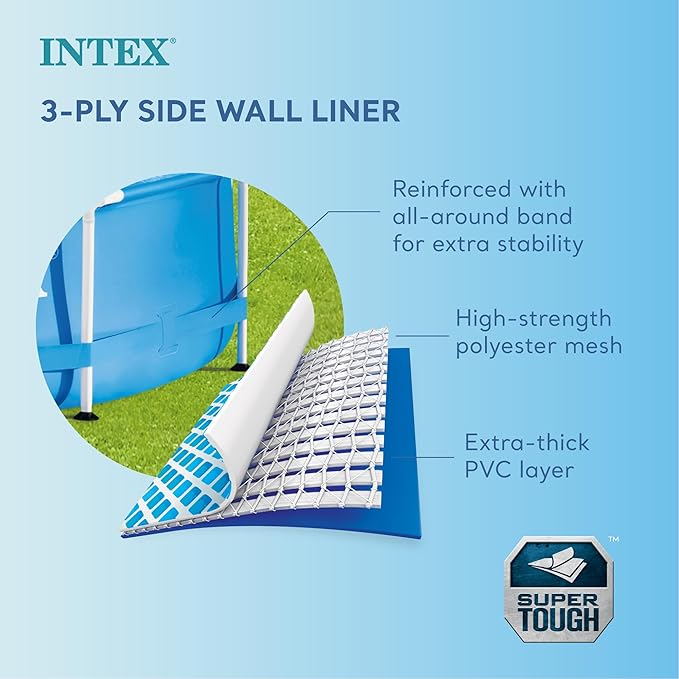 INTEX 28211EH Metal Frame Above Ground Swimming Pool Set: 12ft x 30in – Includes 530 GPH Cartridge Filter Pump – Puncture-Resistant Material – Rust Resistant – 1718 Gallon Capacity