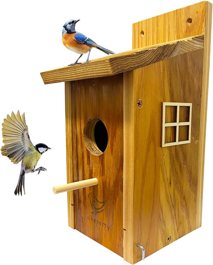Large Bird House, Bird Houses for Outside Clearance, Cedar Birdhouses for Outdoors, Wood Birdhouse with Secure Latch, Bluebird Houses for Wren Swallow Finch Hummingbird